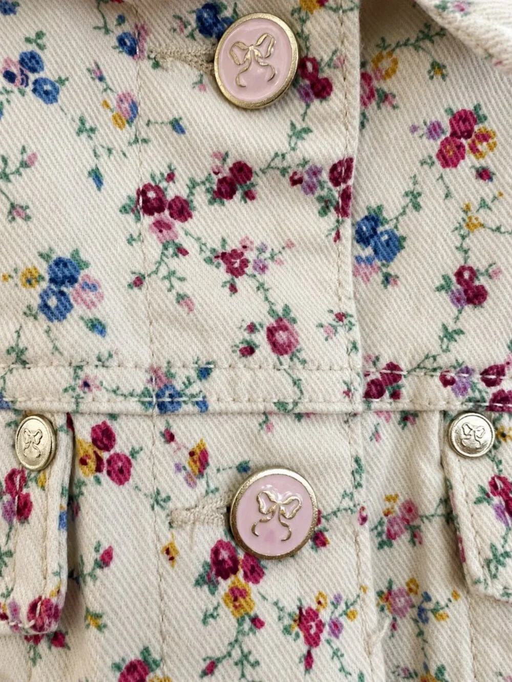NWT LoveShackFancy x Target Girls' Grace Sunrise Floral Patchwork Denim Jacket